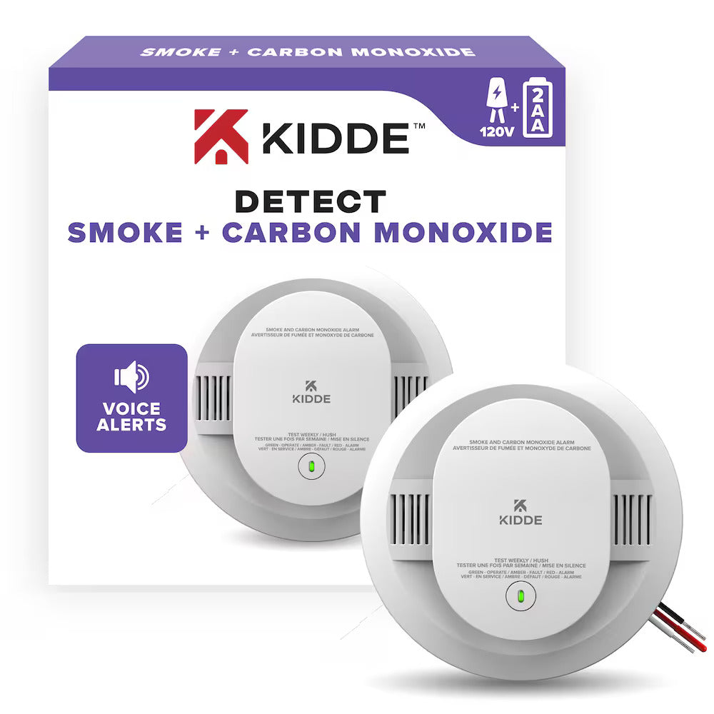 Kidde DETECT – 120V Photoelectric Smoke + Carbon Monoxide Alarm w/AA Backup Battery (30CUAR-VCA) – Batteries Included image 0